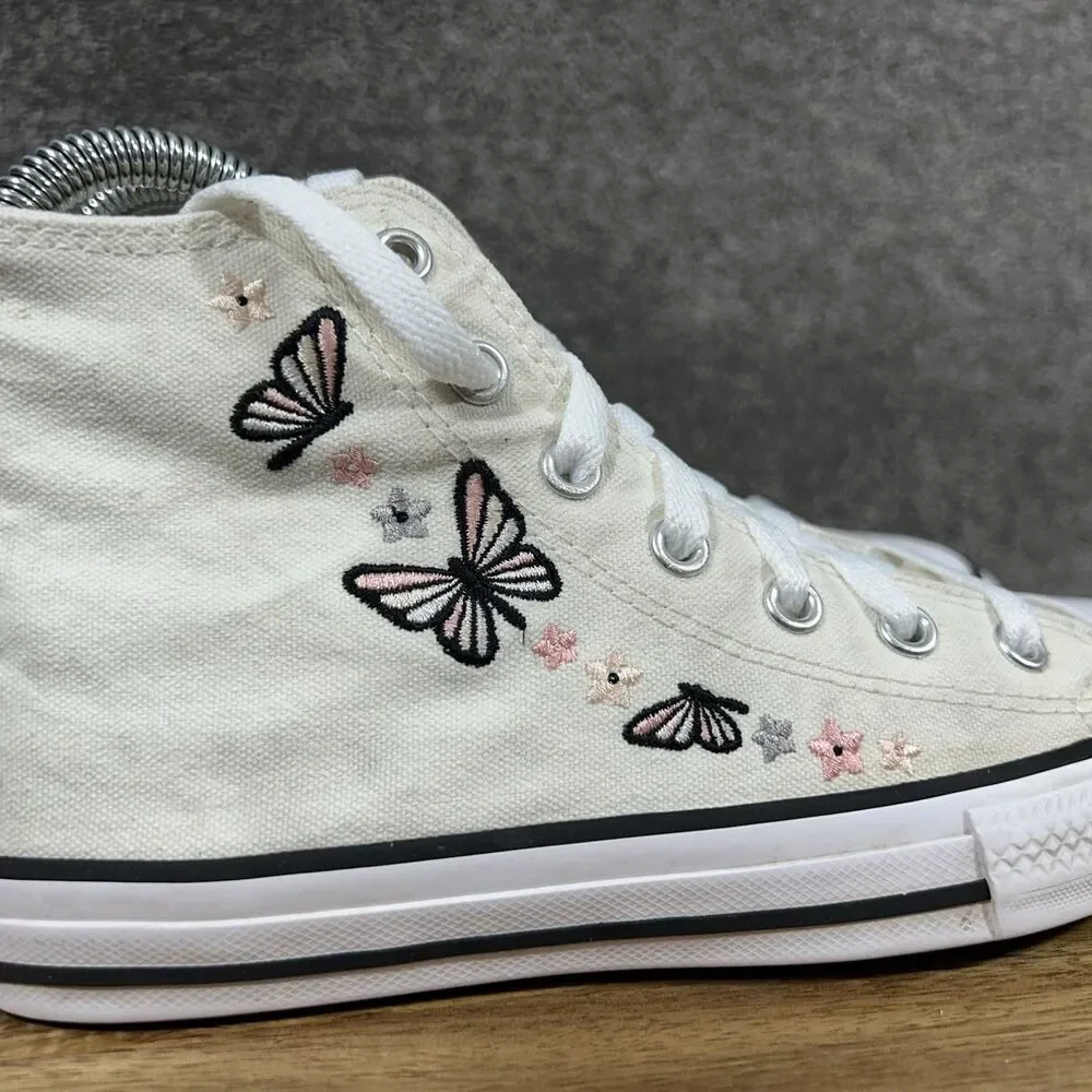 Converse Chuck Taylor All Star A08739F Kids Size 2 White Butterfly Shoes Used